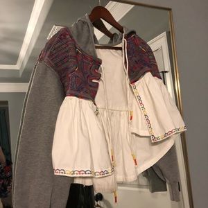 Free people hooded crop embroidered jacket